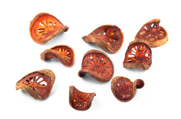 dried bale fruit tea on white background
