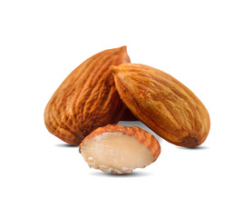 almonds isolated on white background