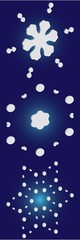 Kit of isolated  silhouettes of snowflakes on blue background.