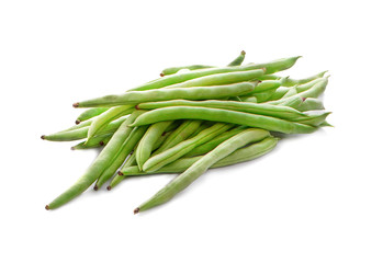 Fresh green beans isolated on white background