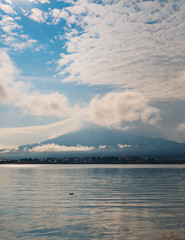 Fuji mountain with clouds