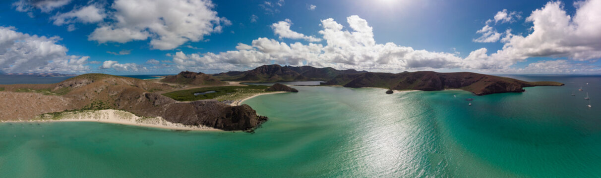 amazing aerial view of the bay of Balandra in Baja California Sur, Mexico