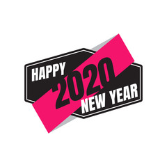 Happy New Year 2020 vintage emblem. Illustration of New Year Eve 2020.
