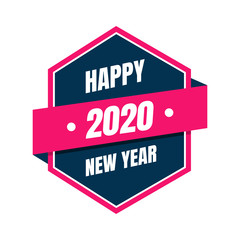 Happy New Year 2020 vintage emblem. Illustration of New Year Eve 2020.