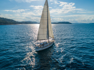 Sailboat on the seas near Sydney beaches