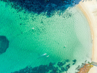 Top down aerial of Shelly Beach, Manly, Sydney