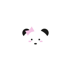 Cute panda face. Vector illustration panda bear . Logo design template. Animal Logotype concept icon.