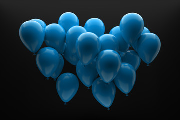 Realistic Celebrate Balloon Birthday Flying On Studio Background	