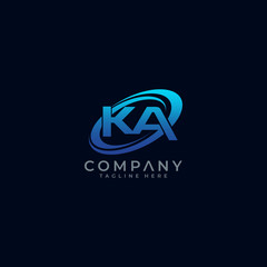 Obraz premium Letter KA Circle Swoosh Logo Design Vector