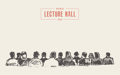 People sitting audience lecture hall vector sketch