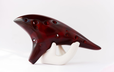 Ocarina with 12 holes, amazing colse up and studio photo, (product photography)