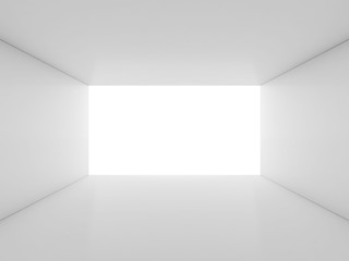 Abstract white blank contemporary interior, empty room 3d