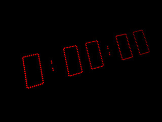 Red Digits of Race Clock at Black Background