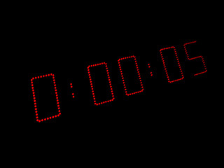Red Digits of Race Clock at Black Background