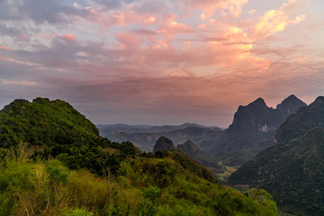 sunset in the mountains