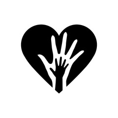 Fototapeta premium Hand of Mother and Child in the Heart Icon. The Element of Orphanage Emblem or Family Sign. Detailed Hand of Mother and Child in Heart Icon Can be Used for Web or Mobile App on White Background