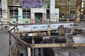 Abandoned Power Station with unsettling graffiti