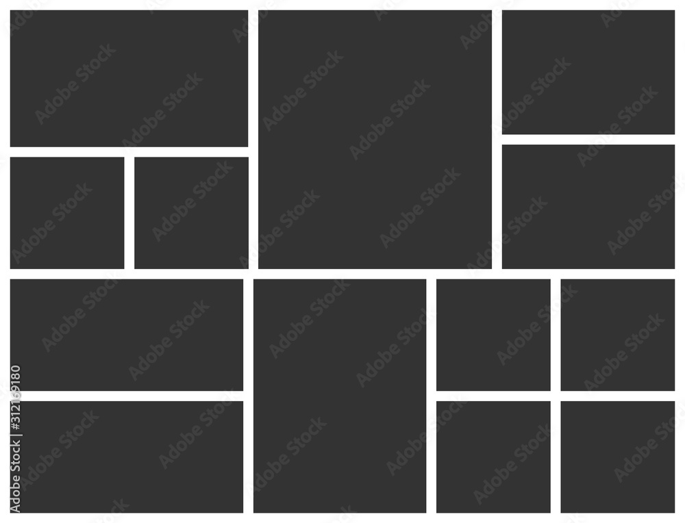 Poster vector collage template for photo. empty frame layout for photo montage.