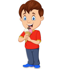 Cartoon boy eating ice cream