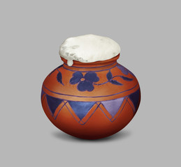 Pongal traditional mud pot Isolated