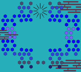 abstract background with Japanese circles　Blue