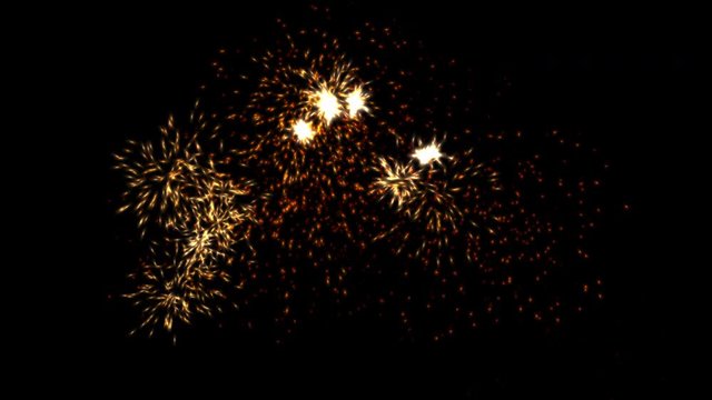 Stock firework for typography greeting text with sparkling fireworks illuminate explosion on night star sky background. High-quality best stock abstract footage of fireworks for design postcard, wish