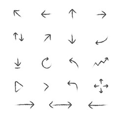 Set of arrows. Brush stroke arrow. Vector illustration.