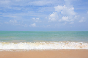 Fototapeta na wymiar A tranquil tropical beach in summer.
