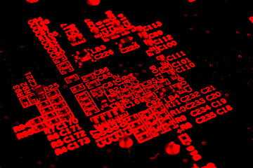 Macro shot of Circuit board with resistors microchips and electronic components. Computer hardware...