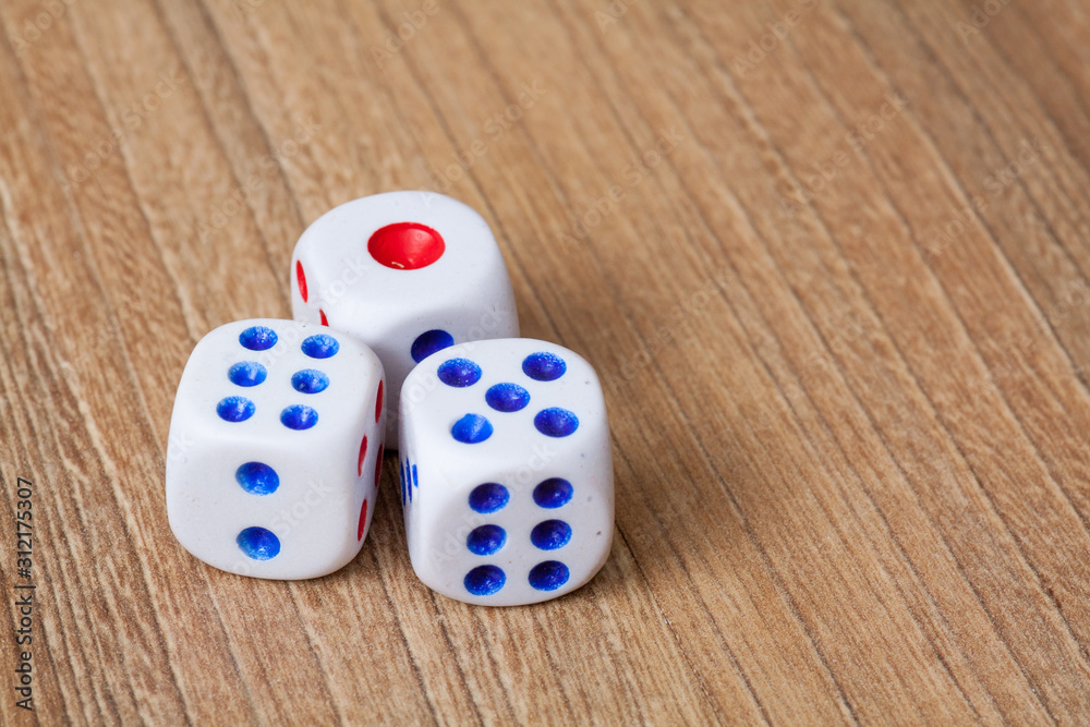 Wall mural dice on table