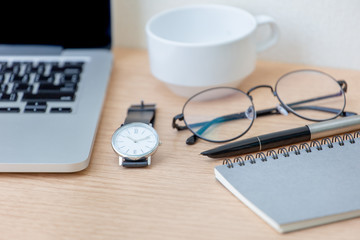 mockup image.office equipment on desk table.blank background empty copy space for text design studio creativity ideas for study,education,business modern accessories at workplace.blogging,blog 