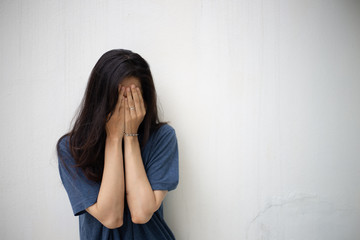 panic attacks alone young woman sad fear stressful depressed emotion.crying begging help.stop abusing domestic violence,person with health anxiety,people bad frustrated exhausted feeling down