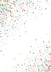 Color Vector Dot Backdrop. Rainbow Flying Round Design. Christmas Postcard. Carnival Orange Invitation.