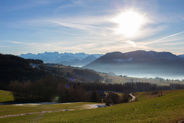 landscape with mountains and clouds