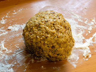 baking oatmeal cookies, toasted oatmeal in a bowl,.