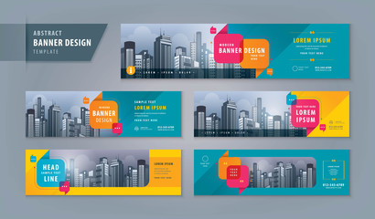 Abstract banner design web template Set, Horizontal header web banner. Modern cover header