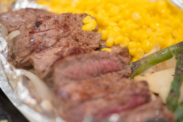 Sliced grilled beef steak