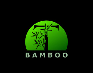 T Letter Green Bamboo Tree Logo Icon, perfect for Hotel, Restaurant, Tour and Travel.