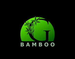 Fototapeta premium G Letter Green Bamboo Tree Logo Icon, perfect for Hotel, Restaurant, Tour and Travel.