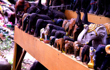 Elephant doll made of wood Used in Thai beliefs, looks mysterious
