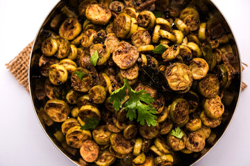 Tendli / Kundroo sabzi or Kovakkai Poriyal also known as ivy gourd, served in a bowl or karahi. selective focus