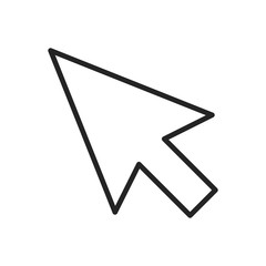 Cursor line icon vector isolated. White arrow showing direction