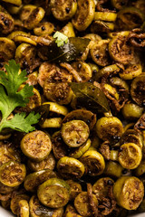 Tendli / Kundroo sabzi or Kovakkai Poriyal also known as ivy gourd, served in a bowl or karahi. selective focus