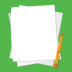 Pile of blank white paper sheet and pen vector isolated.s