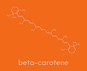 Beta-carotene pigment molecule. Skeletal formula. - obrazy, fototapety, plakaty