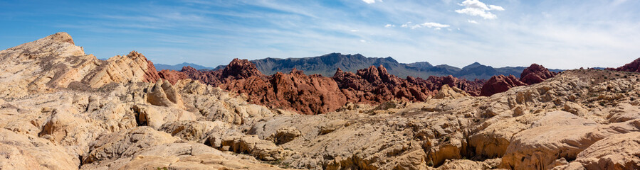 Fototapeta na wymiar Rainbow Canyon Vista on White Domes Scenic Byway at Valley of Fire State Park, Nevada, near Las Vegas, sunny spring day, USA
