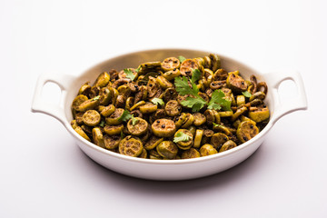 Tendli / Kundroo sabzi or Kovakkai Poriyal also known as ivy gourd, served in a bowl or karahi. selective focus