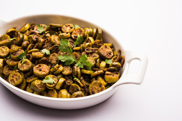Tendli / Kundroo sabzi or Kovakkai Poriyal also known as ivy gourd, served in a bowl or karahi. selective focus