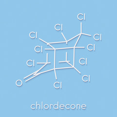 Chlordecone or kepone pesticide molecule. Skeletal formula.