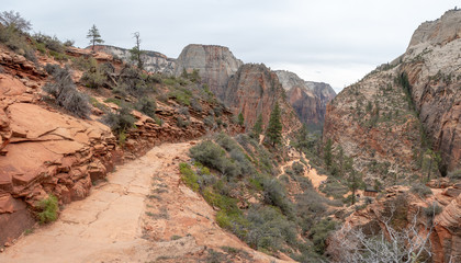 West Rim Trail to Angel's Landing Hike, Zion National Park, Utah, USA, spring